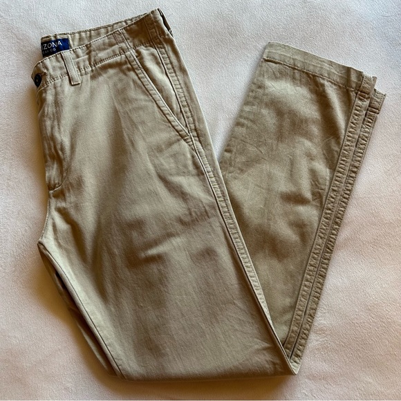 Arizona Flex Slim Fit Khaki Chino Pants Size 34 x 32 - Picture 1 of 15